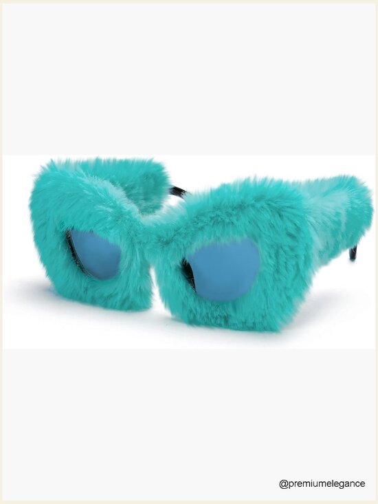 Plush Fuzzy Cat Eye Sunglasses Punk Velvet Shades Ladies Party Masquerade main image 5